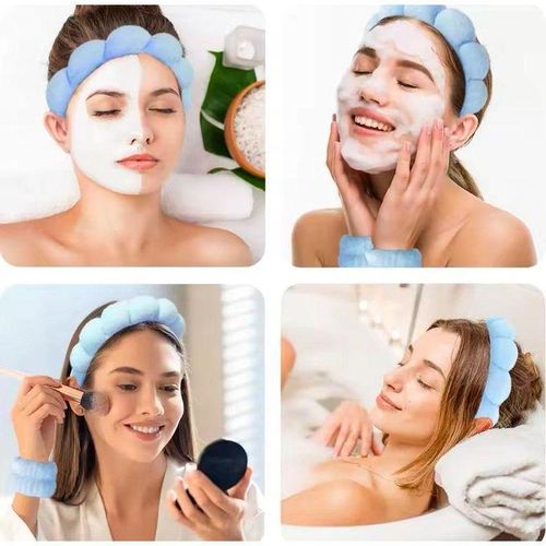 product_image_name-Generic-طوق رأس وأساور غسل من الألياف الدقيقة، ربطات شعر، شريط ساونا منتفخ، شريط ساونا فقاعي لغسل الوجه، المكياج، الاستحمام، العناية بالبشرة، السبا، الموضة، 3 قطع - أزرق-6