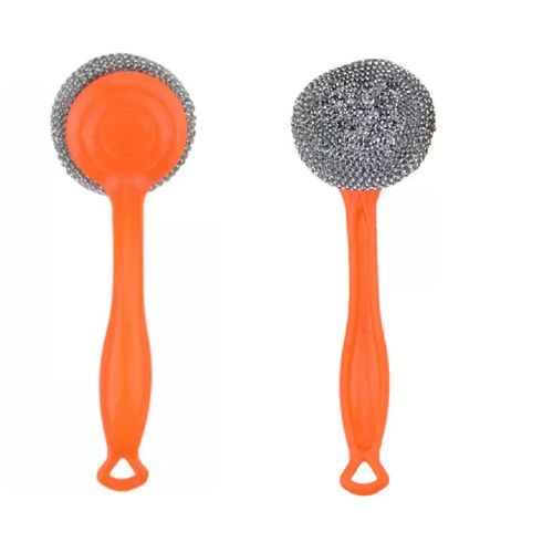 Generic Brosse de nettoyage avec manche long en acier inoxydable graphite  pour la vaisselle à prix pas cher