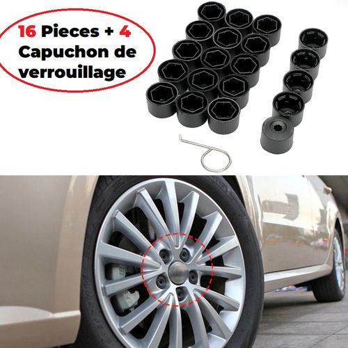 Generic 16 cache-boulons d'écrou de roue + 4 cache-boulons de type  verrouillable pour VW Volkswagen à prix pas cher