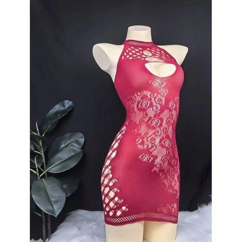 product_image_name-Generic-Robe sexy et transparente en résille, avec bretelles croisées-1