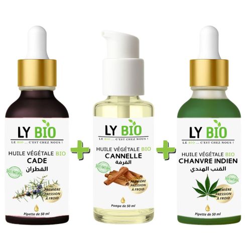 product_image_name-LY BIO-PACK HUILE CADE 50ML - PIPETTE + HUILE CANNELLE 50ML - POMPE + HUILE HYDRATANTE & NUTRITIVE 50ML - PIPETTE-1