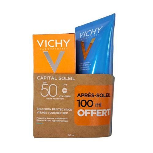 product_image_name-Vichy-كريم واقي الشمس بملمس جاف للبشرة المختلطة إلى الدهنية 50 مل + حليب بعد الشمس 100 مل مجاناً-1