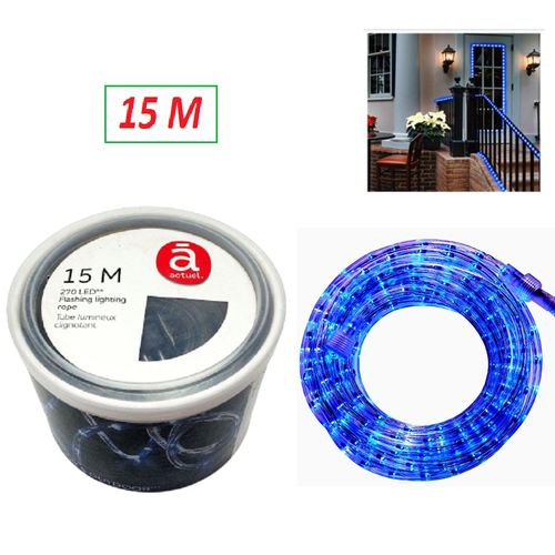 Actuel tube lumineux clignotant à 270 LED, 15 M _ 230v, LED bleu à