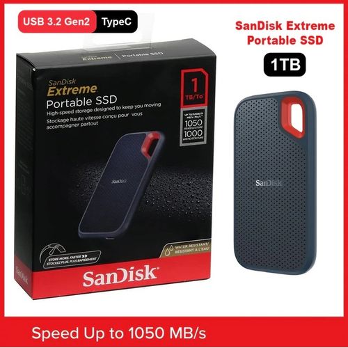 Sandisk Disque Dur 1TB/To externe SSD 1000GB vitesse 1050Mo/s en lecture  USB 3.2gen2 à prix pas cher
