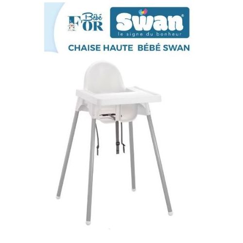 Swan Chaise haute bébé avec tablette et ceinture de sécurité