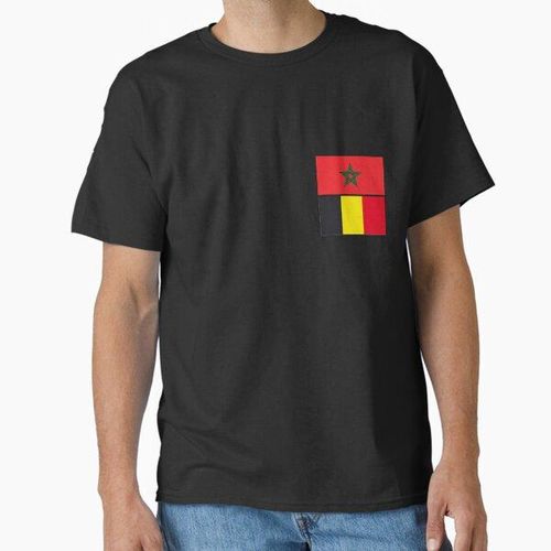 product_image_name-Generic-Kingdom of Morocco and France Flag Classic T-Shirt noire - design unique-1