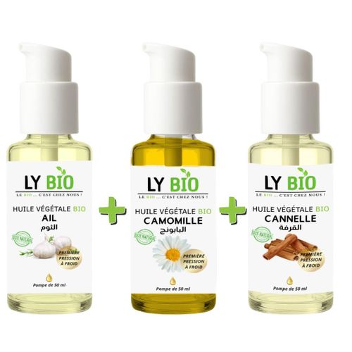 product_image_name-LY BIO-PACK HUILE AIL 50ML - POMPE + HUILE CAMOMILLE 50ML - POMPE + HUILE CANNELLE 50ML - POMPE-1