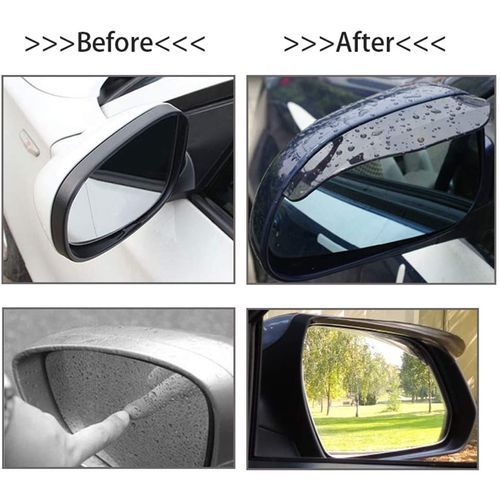 2 pièces voiture côté rétroviseur pluie sourcil visière fibre de carbone  Look pare-soleil neige garde météo bouclier couverture Auto accessoires 