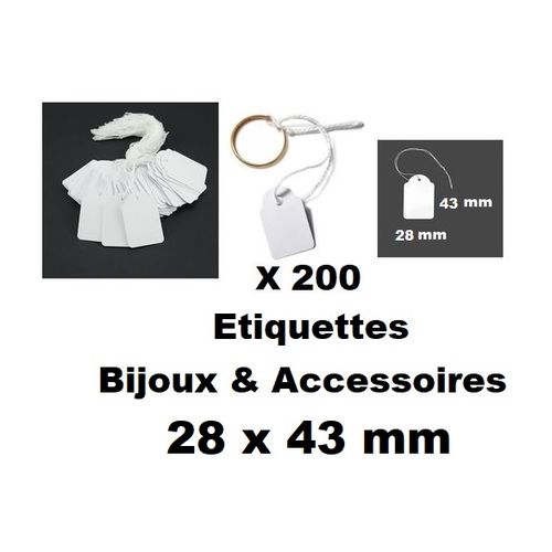 Apli 200 étiquettes Pour Bijoux & Accessoires,En Carton avec fil  d'attache,28 x 43 mm à prix pas cher