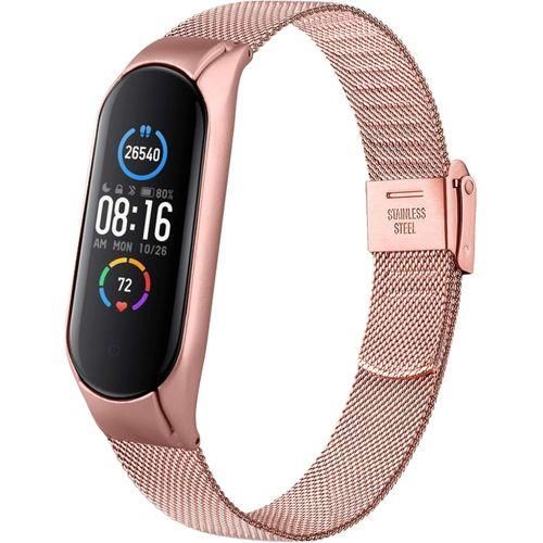 product_image_name-Generic-Mi Band 6 / 5 / 7 سوار من الفولاذ المقاوم للصدأ باللون الذهبي الوردي-1