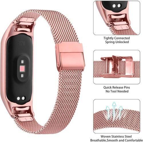 product_image_name-Generic-Mi Band 6 / 5 / 7 سوار من الفولاذ المقاوم للصدأ باللون الذهبي الوردي-5