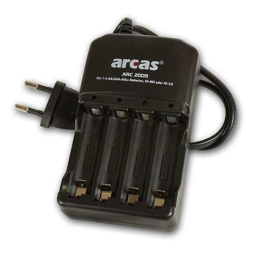 Arcas Chargeur de Piles-Batteries AA / AAA +4 Piles Rechargeables