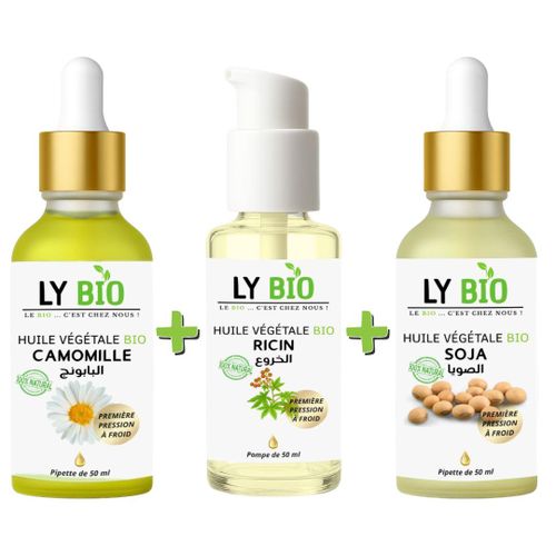 product_image_name-LY BIO-PACK HUILE CAMOMILLE 50ML - PIPETTE + HUILE RICIN 50ml - POMPE + HUILE SOJA 50ML - PIPETTE-1