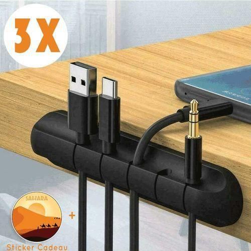 product_image_name-Generic-Pack de 3 Rangement de Câbles pour Bureau, Clips Organisateur de Cordon Adhésif, 5 Noir-1