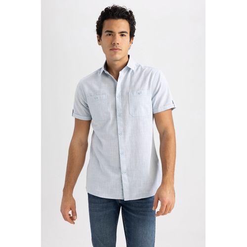 Defacto Chemise a Manches Courtes en Tissu Ajuste pour Homme Jeune Bleu a prix pas cher Jumia Maroc