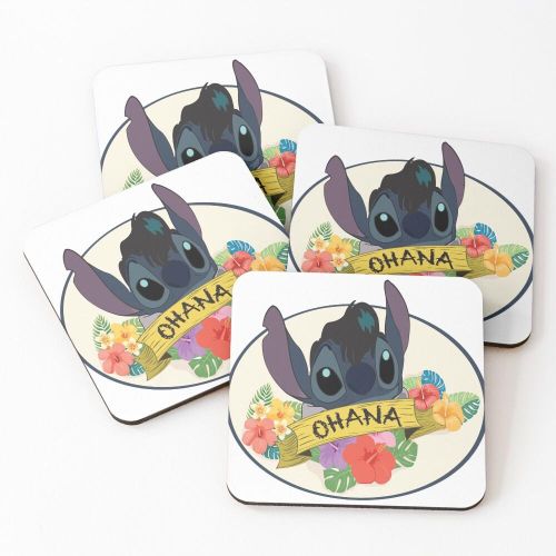 product_image_name-Generic-4 Dessous de Verre Ohana signifie Famille – Un joli motif hawaïen inspiré de Stitch sous tasse unique -1