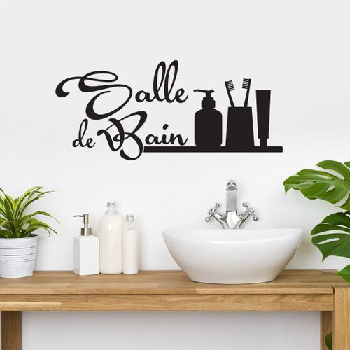 Generic Sticker décor mural Salle de Bain-Noir / 56X25 cm à prix pas cher