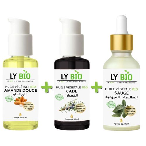 product_image_name-LY BIO-PACK HUILE AMANDE DOUCE 50ml - POMPE + HUILE CADE 50ML - POMPE + HUILE SAUGE 50ML - PIPETTE-1