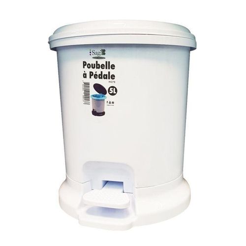 product_image_name-Generic-Poubelle à pédale pour Cuisine et Salle de bain, corbeille de 5 L blanc-1