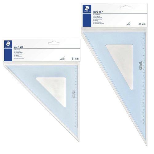 Mars® 567 - Equerre plastique bleu transparent scolaire