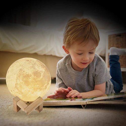 Generic Lampe LED imprimée en 3D représentant la lune, rechargeable,  interrupteur tactile, luminaire décoratif d'intérieur, lumière à couleur  changeante, idéal pour une chambre d'enfant à prix pas cher