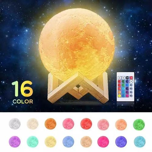 Lampe lune LED 15cm avec télécommande,lampe lune 3D 16 couleurs de lumière  changeantes,décoration lune