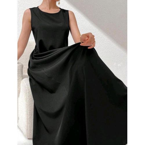 product_image_name-Generic- فستان نسائي أسود طويل فضفاض - تصميم راقٍ بدون أكمام لإطلالة صيفية أنيقة-2