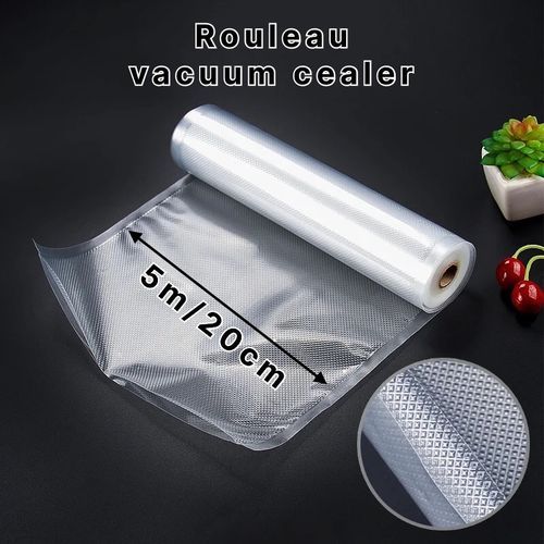 Generic Rouleau plastique sous vide pour machine vacuum sealer,5m/20cm à  prix pas cher