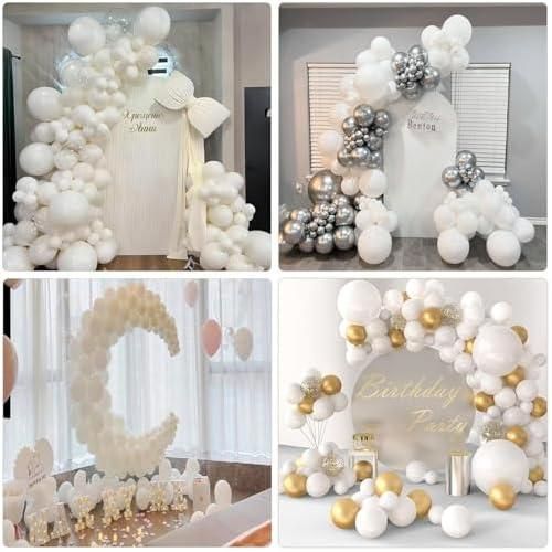 product_image_name-Generic-مجموعة من 100 بالون لاتكس أبيض – لتزيين الهيليوم أو الهواء لحفلات الزفاف، أعياد الميلاد، عيد الميلاد، والمناسبات-2