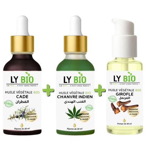 product_image_name-LY BIO-PACK HUILE CADE 50ML - PIPETTE + HUILE HYDRATANTE & NUTRITIVE 50ML - PIPETTE + HUILE GIROFLE 50ML - POMPE-1