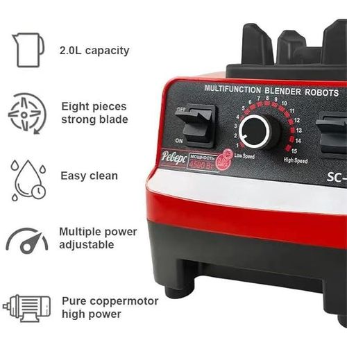 product_image_name-Generic-Mixeur professionnel robuste 2 bols  incassable 15  vitesses très puissant hachoir à viande pour broyer les épices les noix et la glace-5