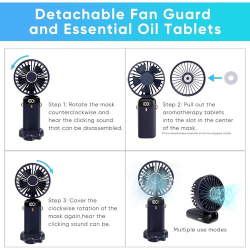 product_image_name-Generic-Ventilateur Portable, Mini Ventilateur de Poche, USB, Rechargeable, 5 Vitesses, Petit Ventilateur à Main, Silencieux, Pliable, Support de Téléphone, Noir-6