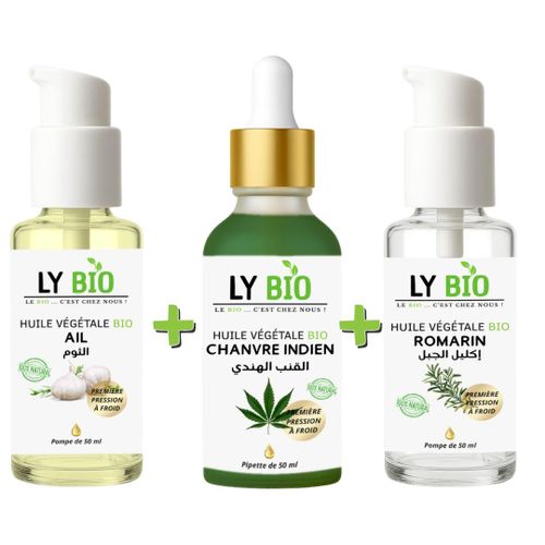 product_image_name-LY BIO-PACK HUILE AIL 50ML - POMPE + HUILE HYDRATANTE & NUTRITIVE 50ML - PIPETTE + HUILE ROMARIN 50ml - POMPE-1