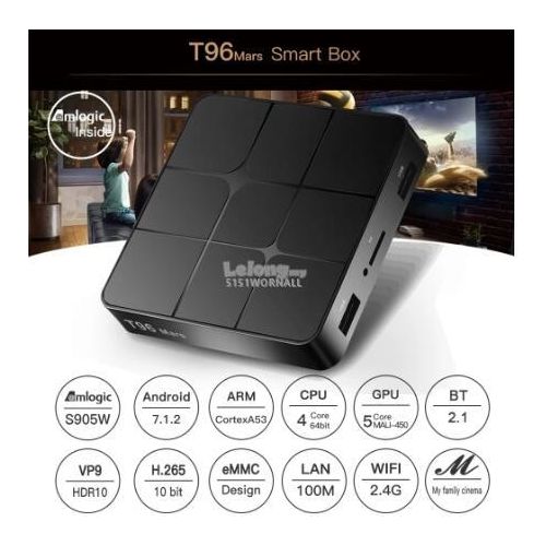 T96 مارس صندوق التلفزيون الذكي amlogic S905W رباعية النواة 2 جيجابايت رام 16 جيجابايت rom 7.1 بلوتوث wifi h.265 3d 4