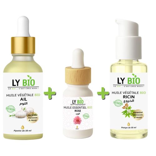 product_image_name-LY BIO-PACK HUILE AIL 50ML - PIPETTE + HUILE ESSENTIEL ROSE 10ML + HUILE RICIN 50ml - POMPE-1