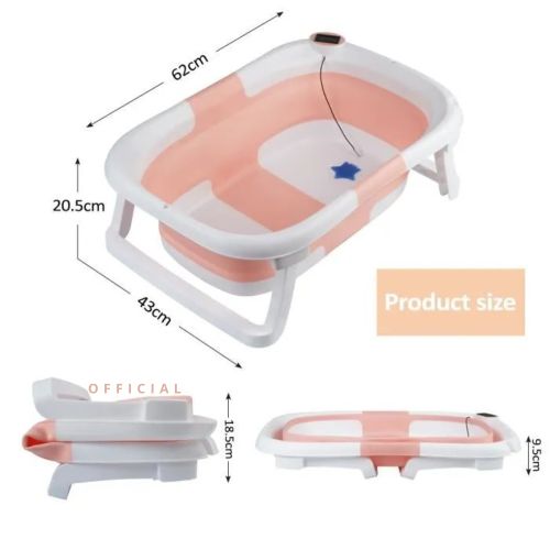 product_image_name-Generic-pack mon bébé 2in1  Propreté et éducation- Réducteurs de toilettes bébé orange+ Baignoire Pliable rose pour Bébé avec Coussin de Bain Bassin de Douche Portable Antidérapante, avec thermomètre-6