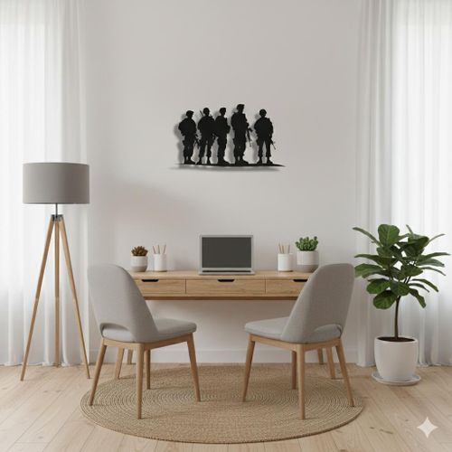 product_image_name-Generic-Tableau mural noir représente cinq silhouettes de soldats en bois MDF 40*25CM-3