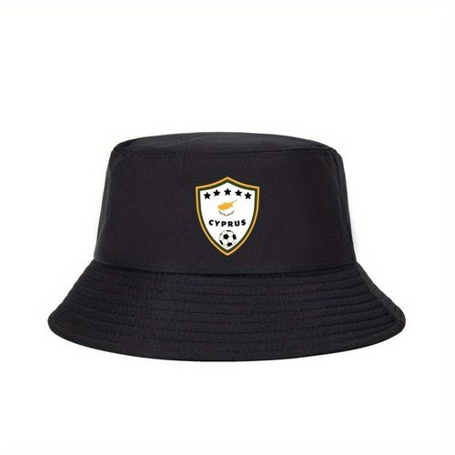 product_image_name-Generic-Chapeau Seau Imprimé Unisexe Équipe de Football de Chypre - Chapeau de Soleil Respirant Pliable de Style Urbain Avec Design de Logo, Chapeau de Voyage En Plein Air Noir Pour Hommes Et Femmes, Chapeau de Printemps Été Lavable En Machine, Chapeau de Pêche-1