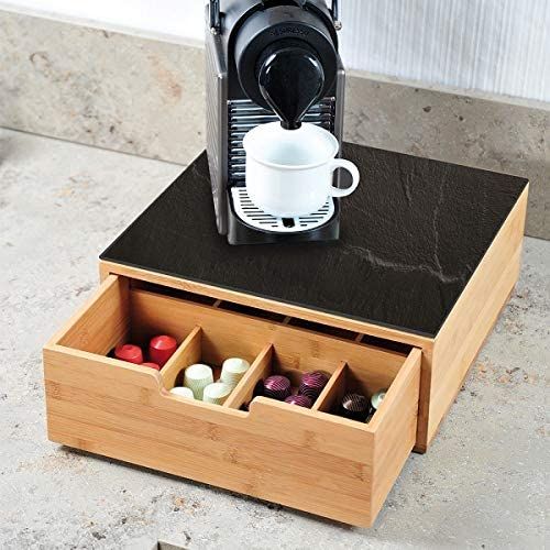 Generic Boîte de rangement en bambou pour capsules de café / thé à