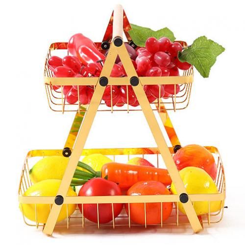 Generic Panier à Fruits en métal à 2 étages avec poignée en bois, Rangement  Fruits, Pains, Légumes à prix pas cher