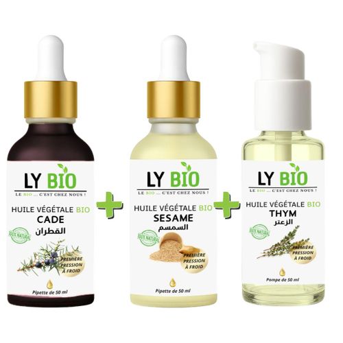 product_image_name-LY BIO-PACK HUILE CADE 50ML - PIPETTE + HUILE SESAME 50ml - PIPETTE + HUILE THYM 50ML - POMPE-1