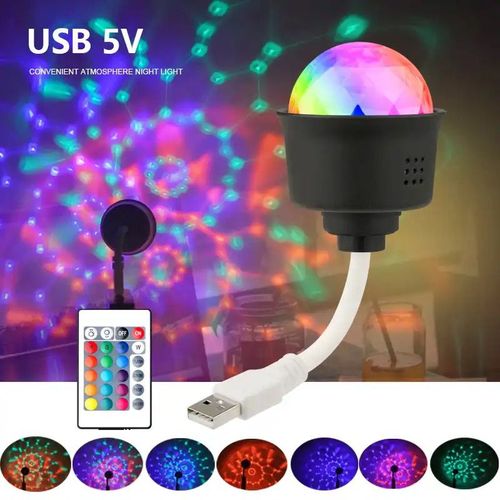 Generic Lampe d'ambiance Veilleuse LED RGB, Boule Magique Projecteur à  lumière ,USB, Maison et Voiture + Télécommande à prix pas cher