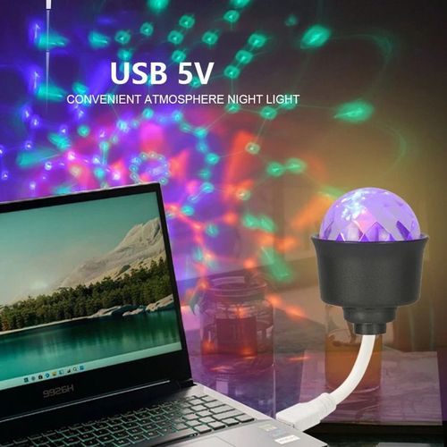 Generic Lampe d'ambiance Veilleuse LED RGB, Boule Magique Projecteur à  lumière ,USB, Maison et Voiture + Télécommande à prix pas cher