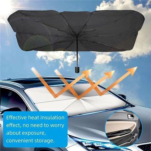 Pare-Soleil Parapluie Voiture, Parapluie pour Voiture Pare-Brise,  Pare-Soleil pliable, Windscreen Sun Shield UV 79*145CM