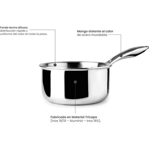 product_image_name-Ibili-653318 Casserole Triply Natural Diamètre 18 cm – 2 Litres, Structure De 3 Couches Acier-Aluminium-Acier, Tous Feux dont Induction, Poignée Inox Isolée-6