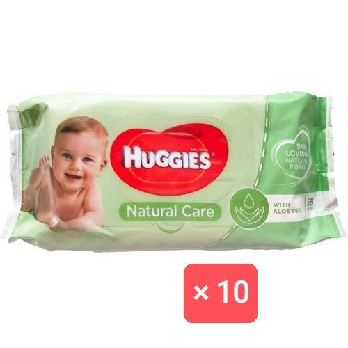 Huggies Pack de 10 paquets de Lingettes Natural Care AVEC ALOE