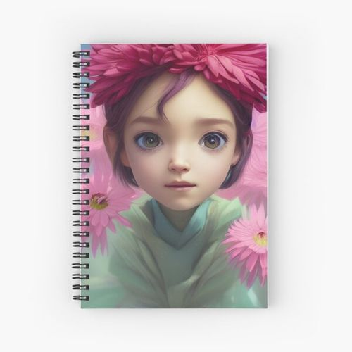 product_image_name-Generic-Pink Flowers in her Hair Spiral Notebook Bloc note-1