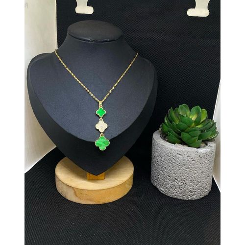 Generic Triple Clover Gold and Green Pendant Necklace a prix pas cher Jumia Maroc