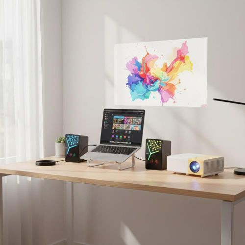 product_image_name-Generic-Pack Home Cinéma Premium – Mini Vidéoprojecteur HD + Ensemble de 2 Enceintes Bluetooth RGB-3