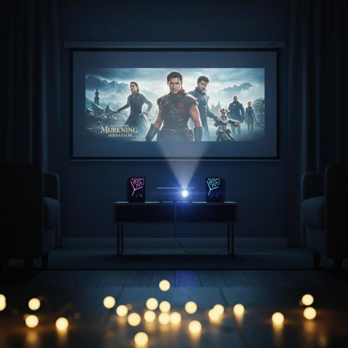 product_image_name-Generic-Pack Home Cinéma Premium – Mini Vidéoprojecteur HD + Ensemble de 2 Enceintes Bluetooth RGB-4